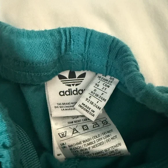 Adidas White and Orange Tee with Teal Shorts 2t - Picture 3 of 4